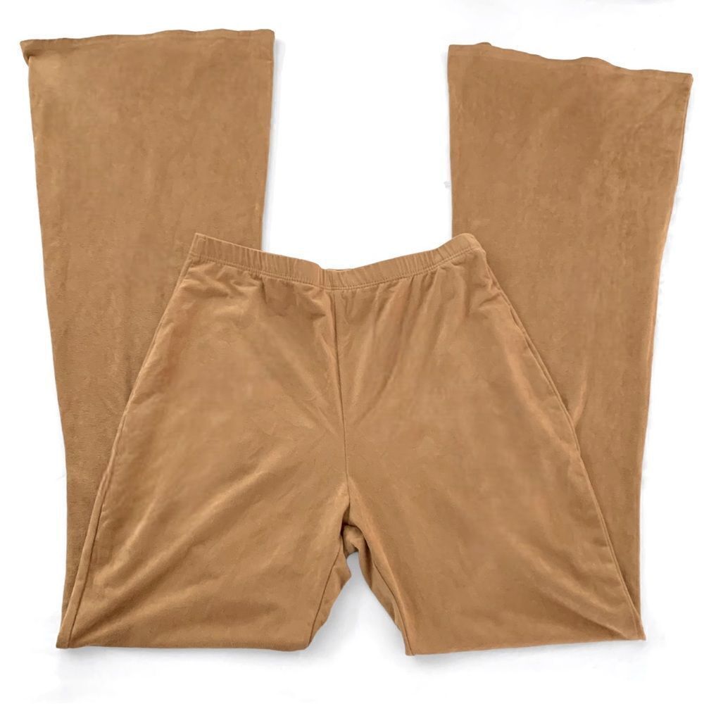 Vintage 90’s Hi Waisted Camel Velvet Suede Bellbottoms